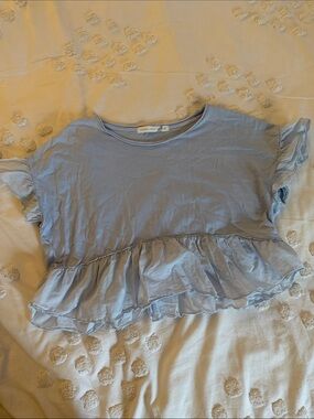 Altar'd State Light Blue Scoop Neck Tee crop length